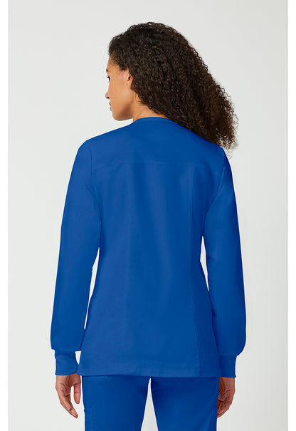 Cherokee Workwear Revolution Womens Snap Front Scrub Jacket with NYC Health + Hospitals | Nursing Logo