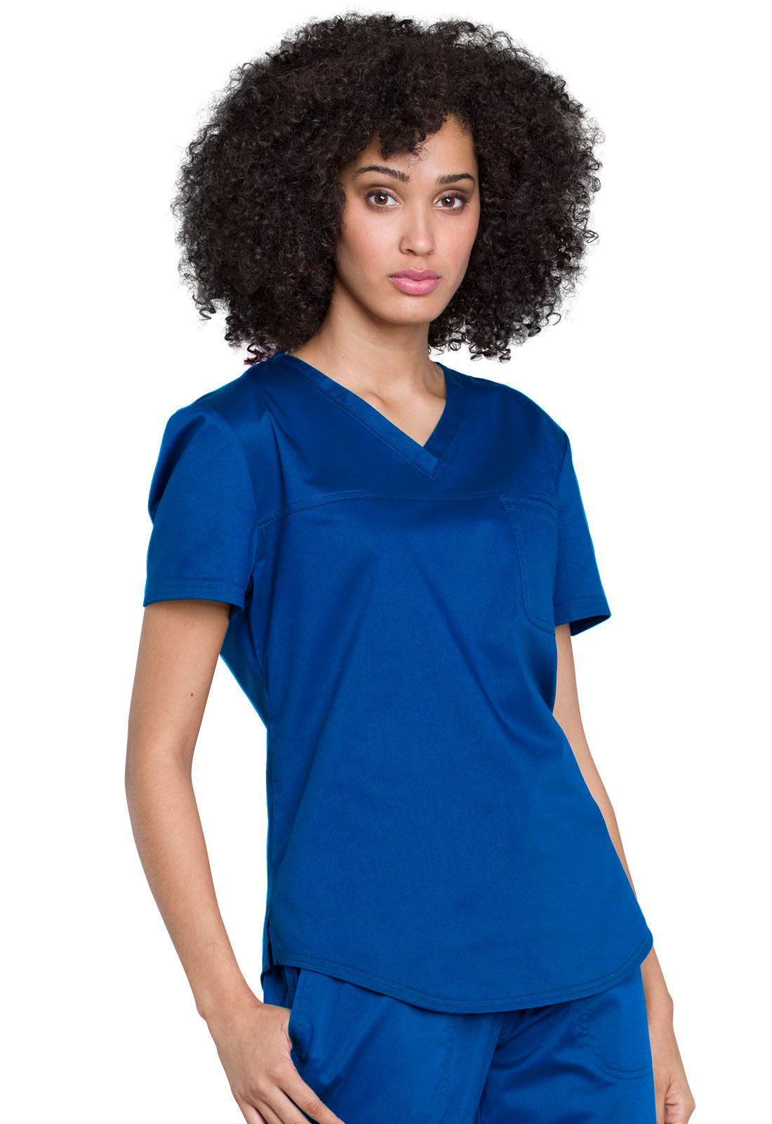 Cherokee Workwear Revolution Womens 1-Pocket Tuck In V-Neck O.R. Scrub Top with NYC Health + Hospitals | Nursing Logo
