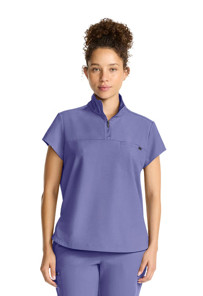 Healing Hands Quest Bella Partial Zip Stand Collar Tuck In Scrub Top
