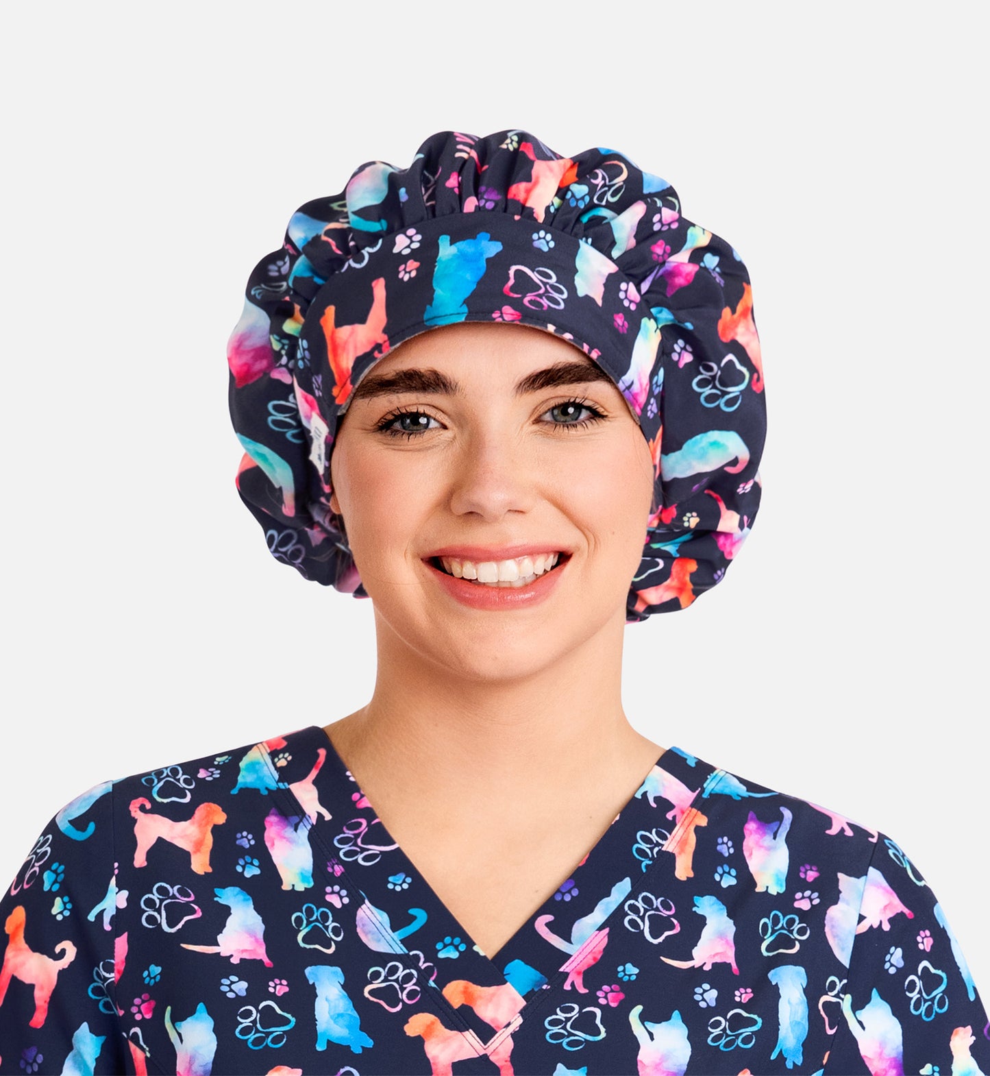 Maevn Unisex Printed Bouffant Scrub Cap