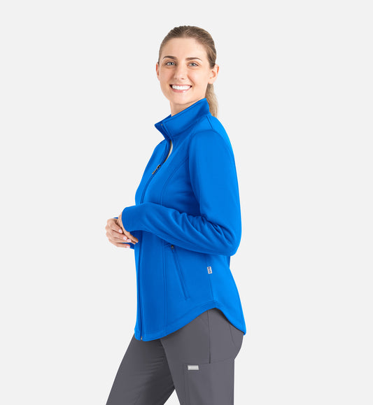 Maevn Blaze Lite Womens Track Fleece Scrub Jacket with NYC Health + Hospitals | Nursing Logo