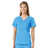 Clearance Maevn Fashion Y-Neck Waist Tie Scrub Top
