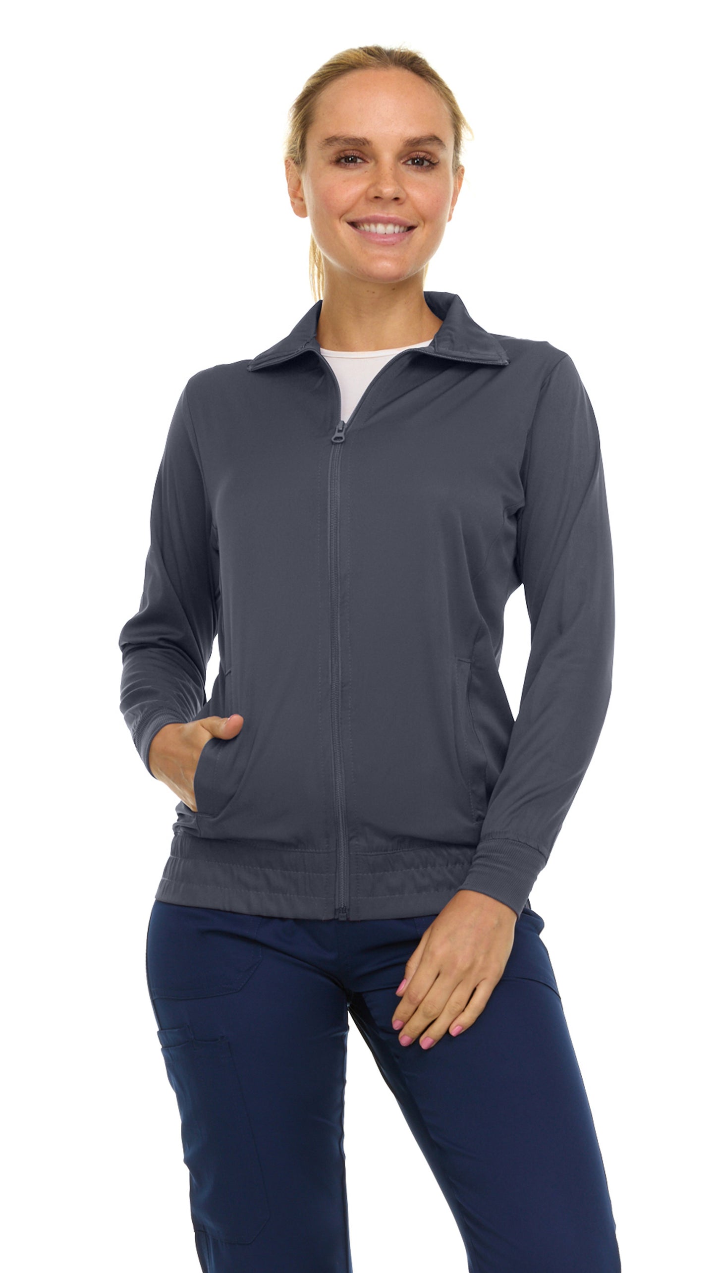 Chaqueta médica de calentamiento con cremallera frontal Flo de Medichic