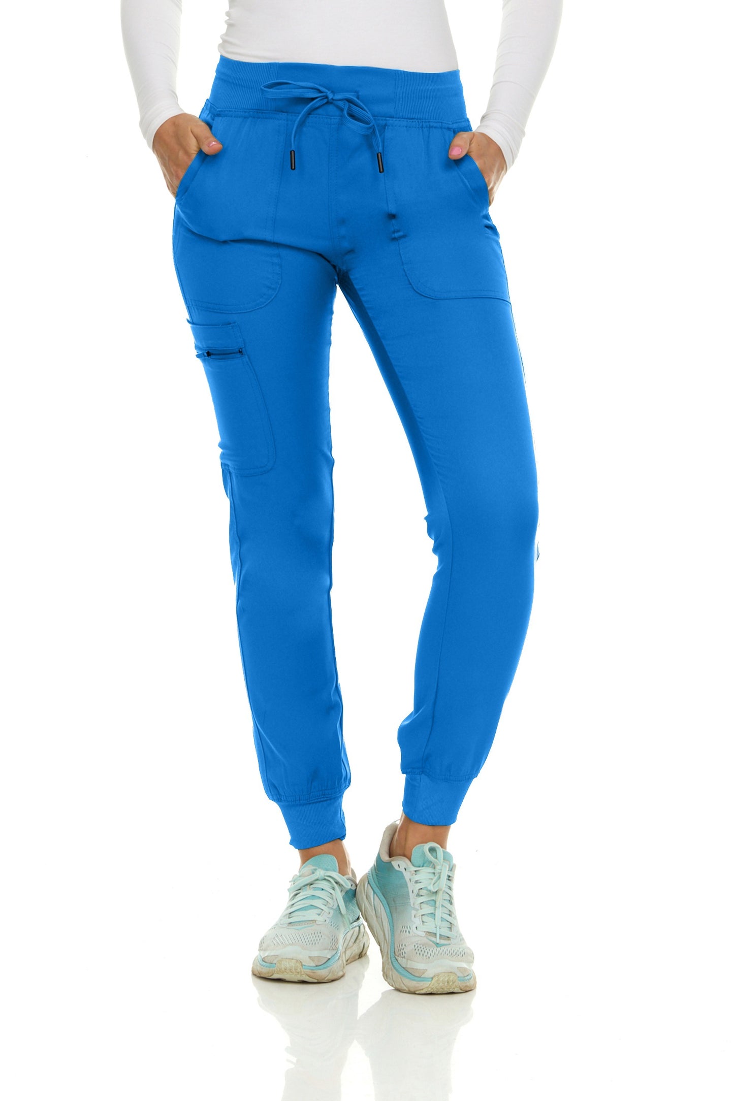 Medichic Julia Knit Waistband Zipper Cargo Scrub Jogger Pants