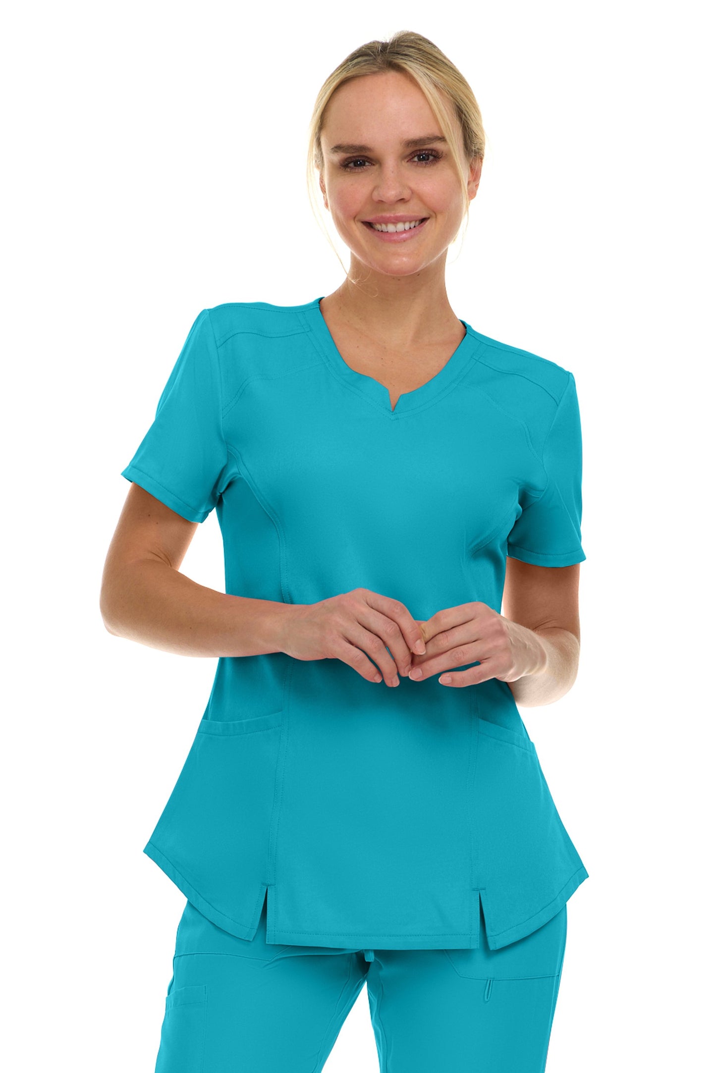 Blusa médica Medicicic Holly Notch de dos bolsillos y cuello en V