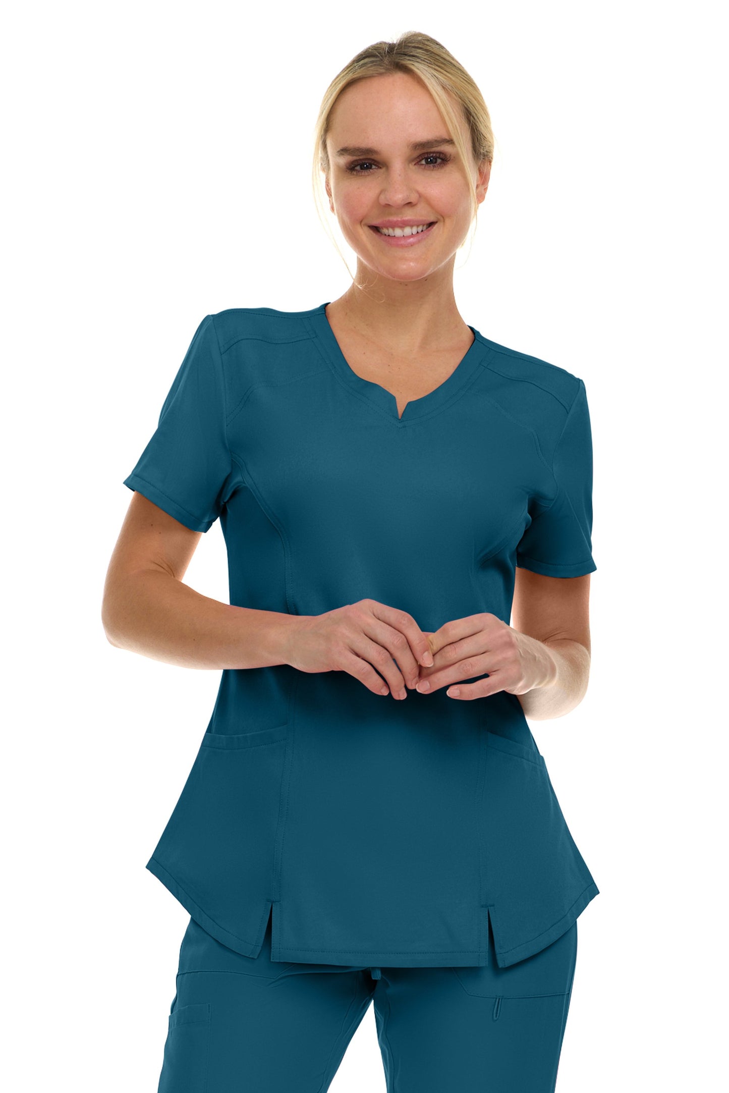 Blusa médica Medicicic Holly Notch de dos bolsillos y cuello en V