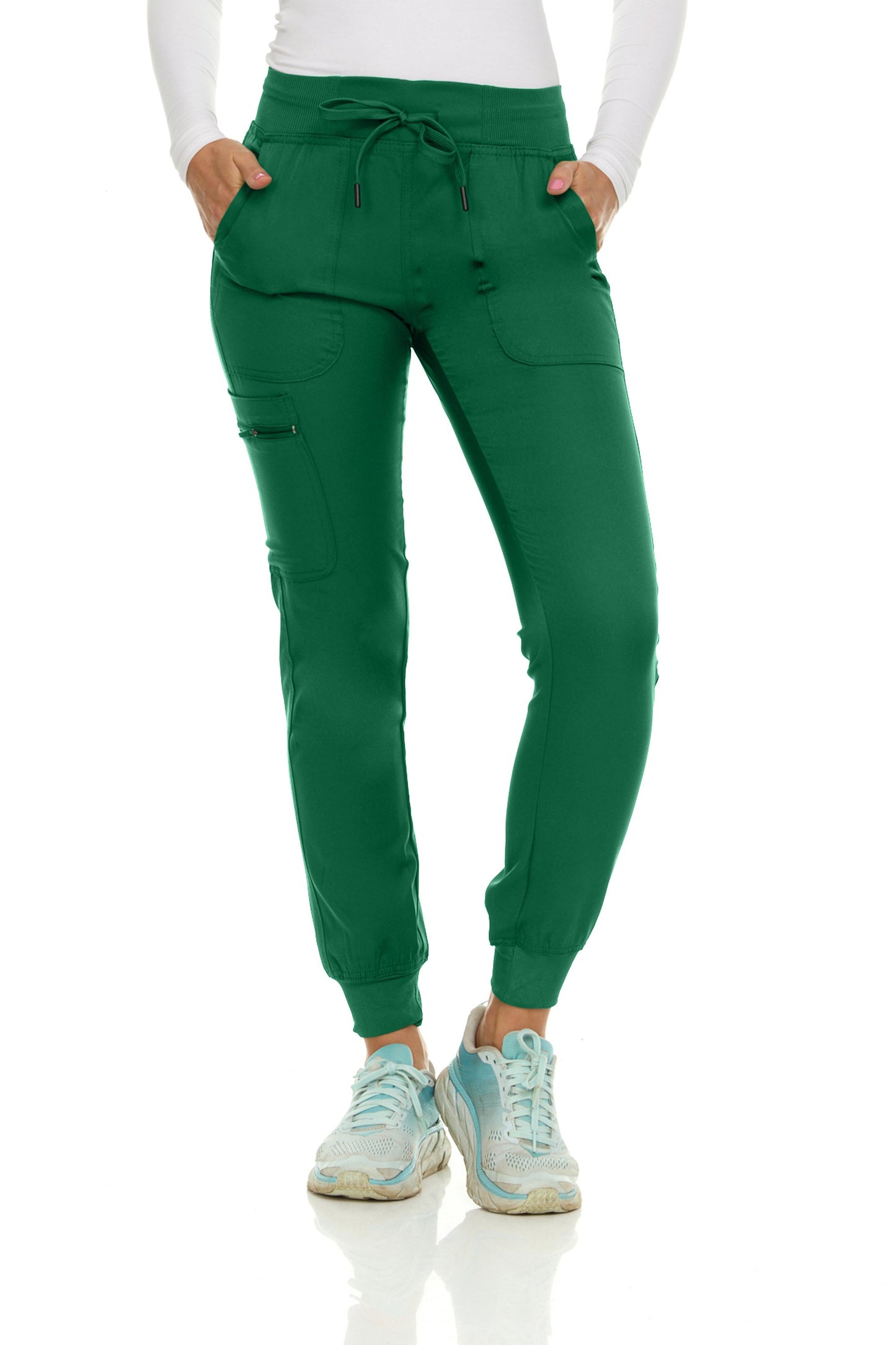 Medichic Julia Knit Waistband Zipper Cargo Scrub Jogger Pants