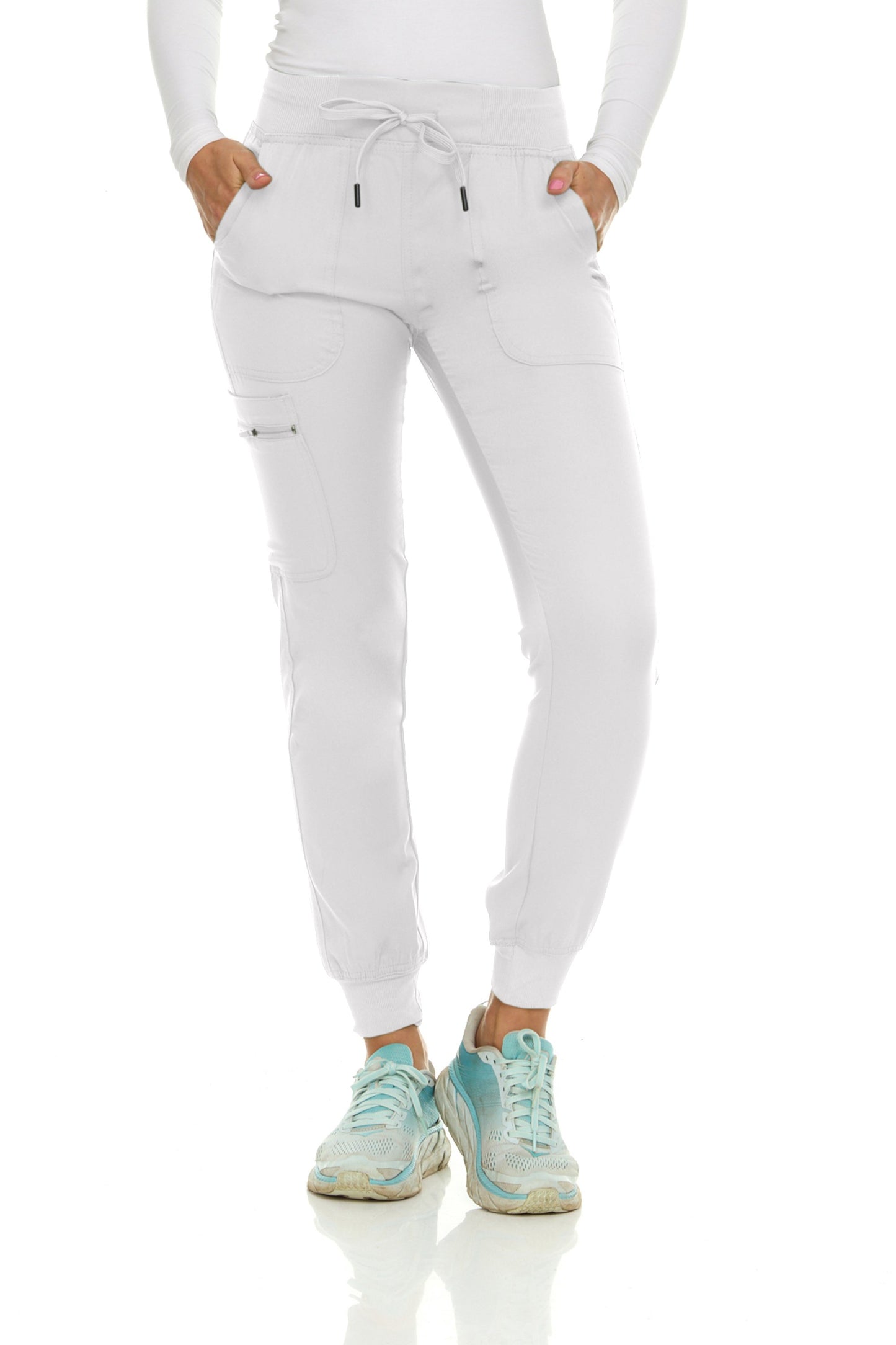 Medichic Julia Knit Waistband Zipper Cargo Scrub Jogger Pants